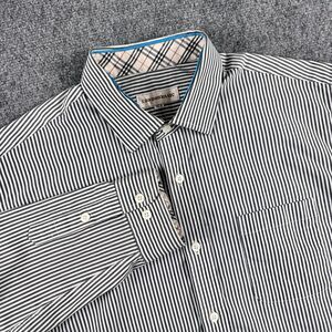 London Basic Shirt Mens 103 Gray White Stripe Pocket L